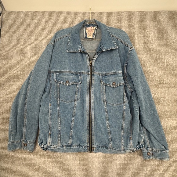 Vtg Duke Haband Jeans Denim Jacket Mens 2X Blue Cotton Full Zip Trucker Grunge - Picture 1 of 7
